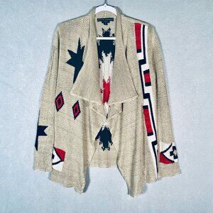 Ralph Lauren Black Label Cardigan Sweater Womens M Hand Knit Aztec Quiet Luxury